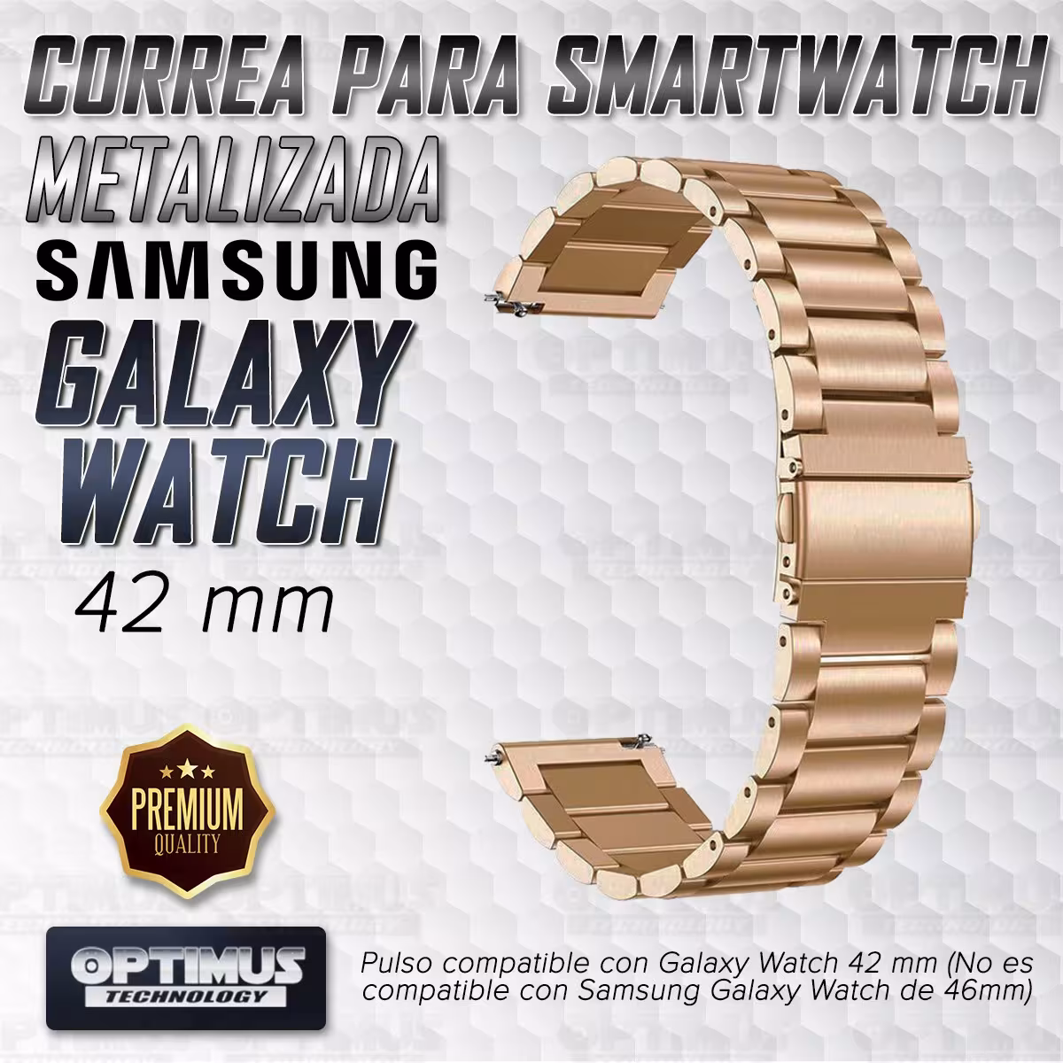 Vidrio Templado Y Correa De Metal Acero Inoxidable Smartwatch Reloj Inteligente Samsung Galaxy Watch 42mm OPTIMUS TECHNOLOGY™ -