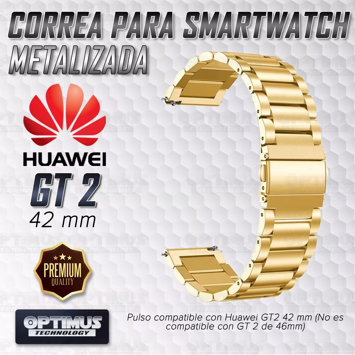 Vidrio templado cerámico Y Correa De Metal Acero Inoxidable Smartwatch Reloj Inteligente Huawei GT2 42mm OPTIMUS TECHNOLOGY™ - 7