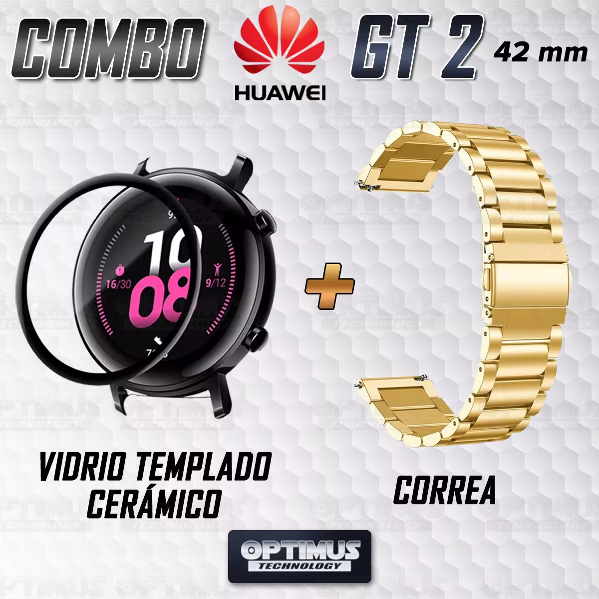 Vidrio templado cerámico Y Correa De Metal Acero Inoxidable Smartwatch Reloj Inteligente Huawei GT2 42mm OPTIMUS TECHNOLOGY™ - 6