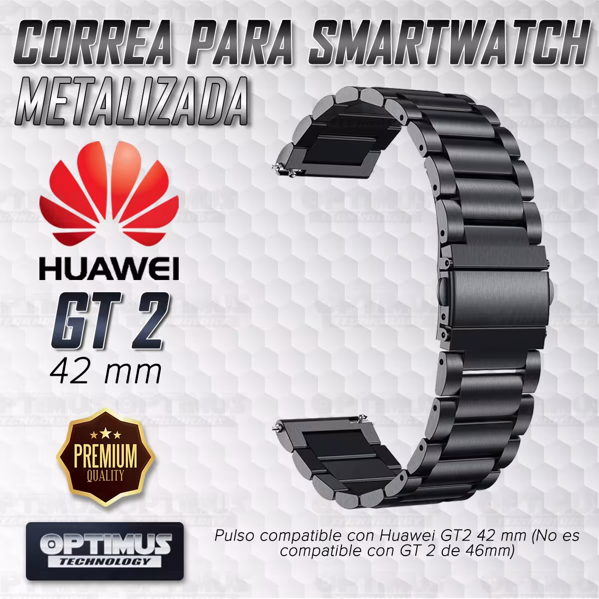 Vidrio templado cerámico Y Correa De Metal Acero Inoxidable Smartwatch Reloj Inteligente Huawei GT2 42mm OPTIMUS TECHNOLOGY™ - 3