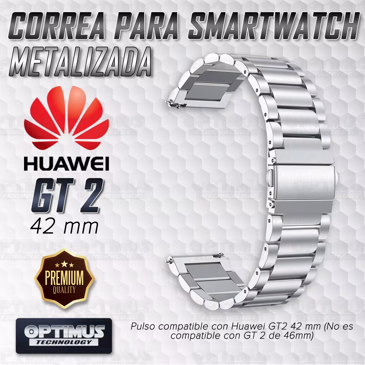 Vidrio templado cerámico Y Correa De Metal Acero Inoxidable Smartwatch Reloj Inteligente Huawei GT2 42mm OPTIMUS TECHNOLOGY™ - 1