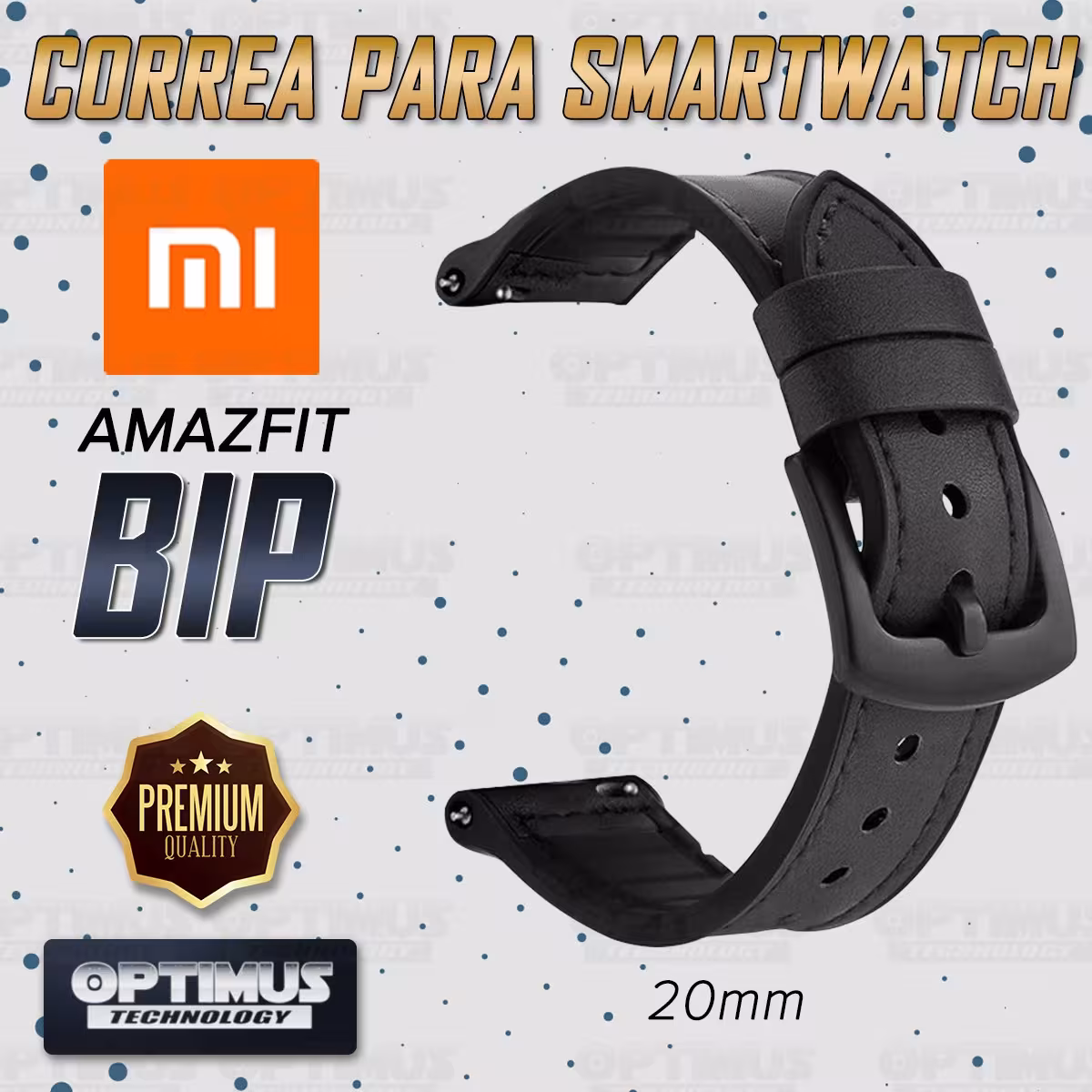 KIT Correa Manilla de cuero leather y Buff Screen protector para Reloj Smartwatch Xiaomi Amazfit Bip OPTIMUS TECHNOLOGY™ - 7