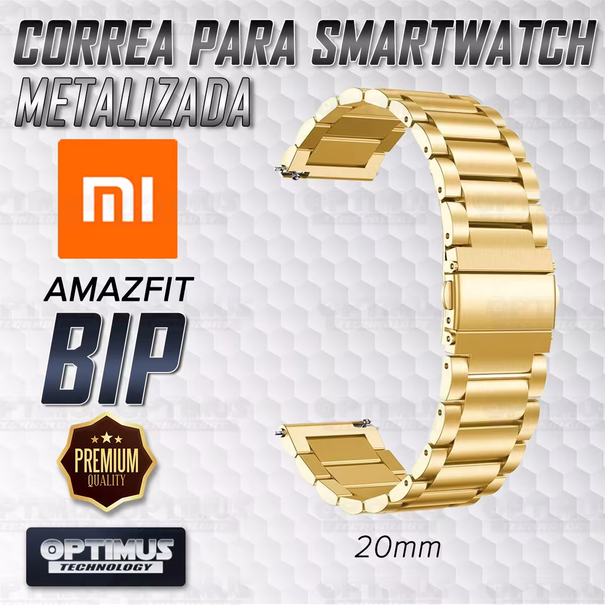 Buff Screen protector Y Correa De Metal Acero Inoxidable Smartwatch Reloj Inteligente Xiaomi Amazfit Bip OPTIMUS TECHNOLOGY™ - 7