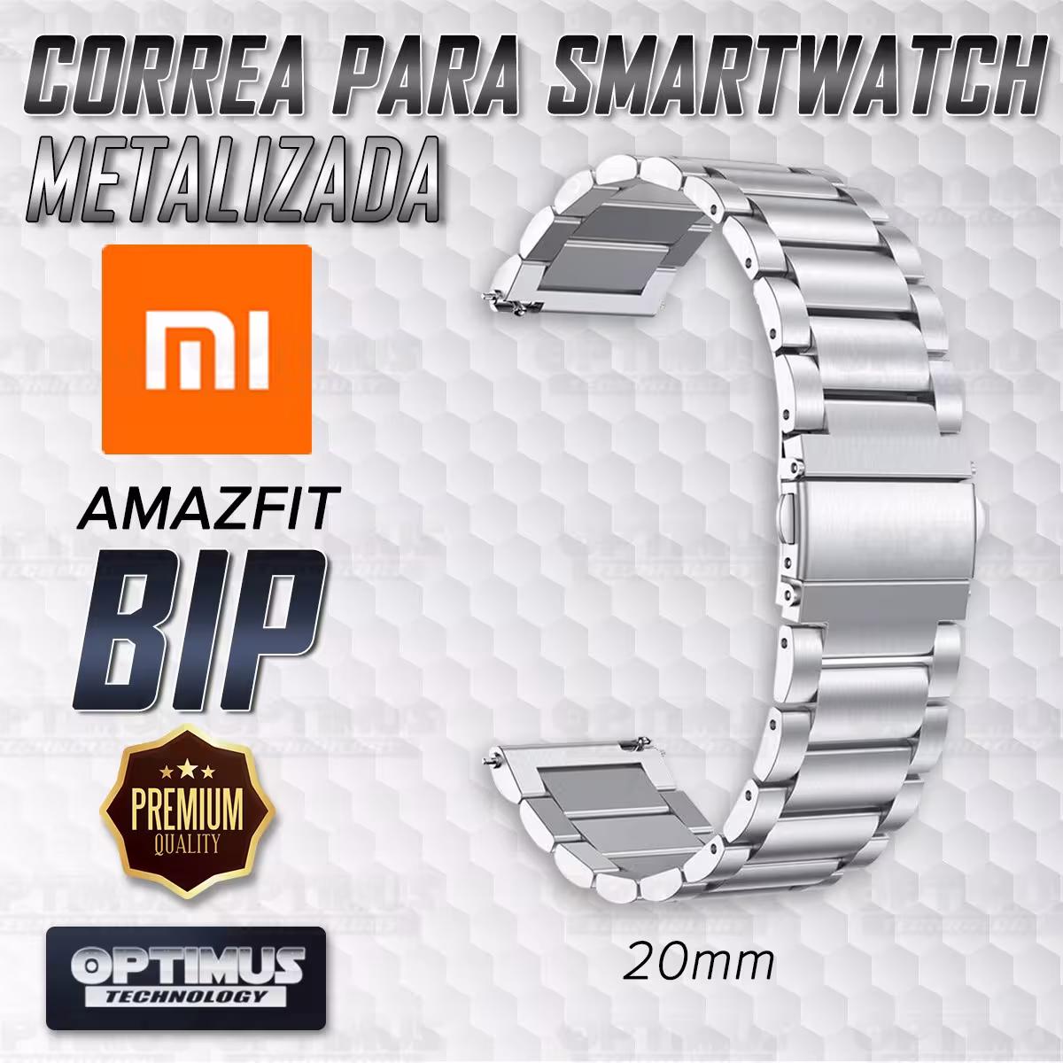 Buff Screen protector Y Correa De Metal Acero Inoxidable Smartwatch Reloj Inteligente Xiaomi Amazfit Bip OPTIMUS TECHNOLOGY™ - 1