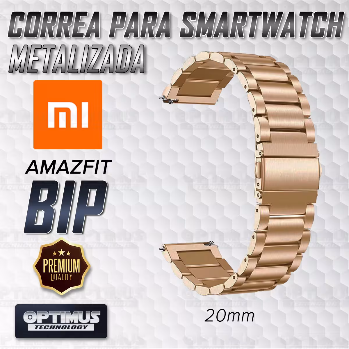 Buff Screen protector Y Correa De Metal Acero Inoxidable Smartwatch Reloj Inteligente Xiaomi Amazfit Bip OPTIMUS TECHNOLOGY™ - 1