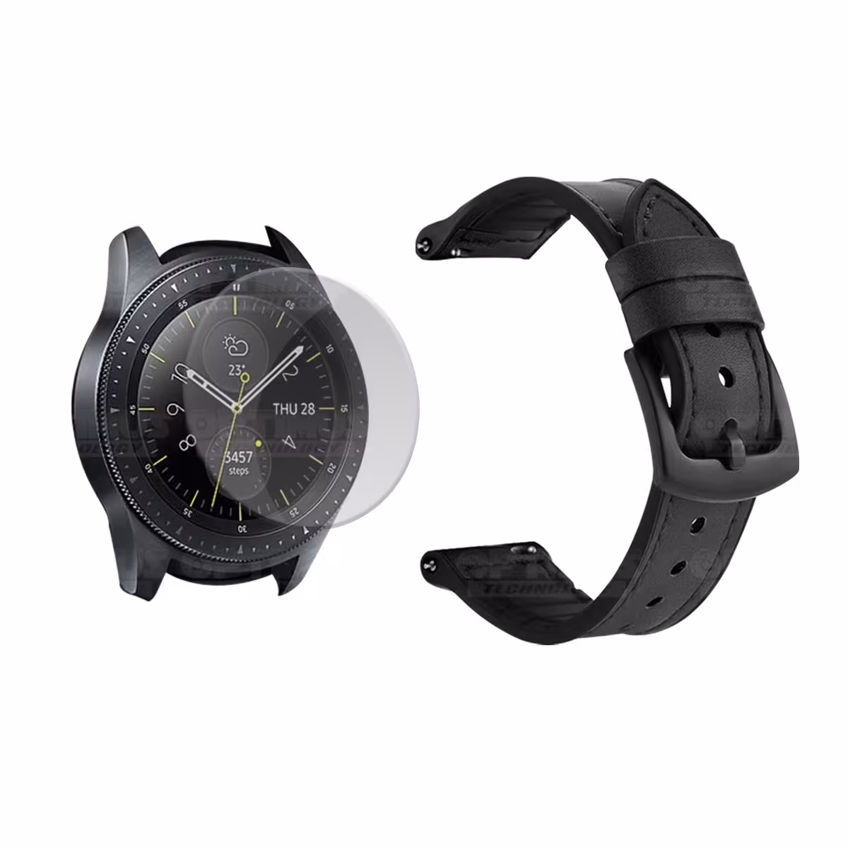 KIT Correa Manilla de cuero leather y Vidrio Templado para Reloj Smartwatch Samsung Galaxy Watch 42mm OPTIMUS TECHNOLOGY™ - 5