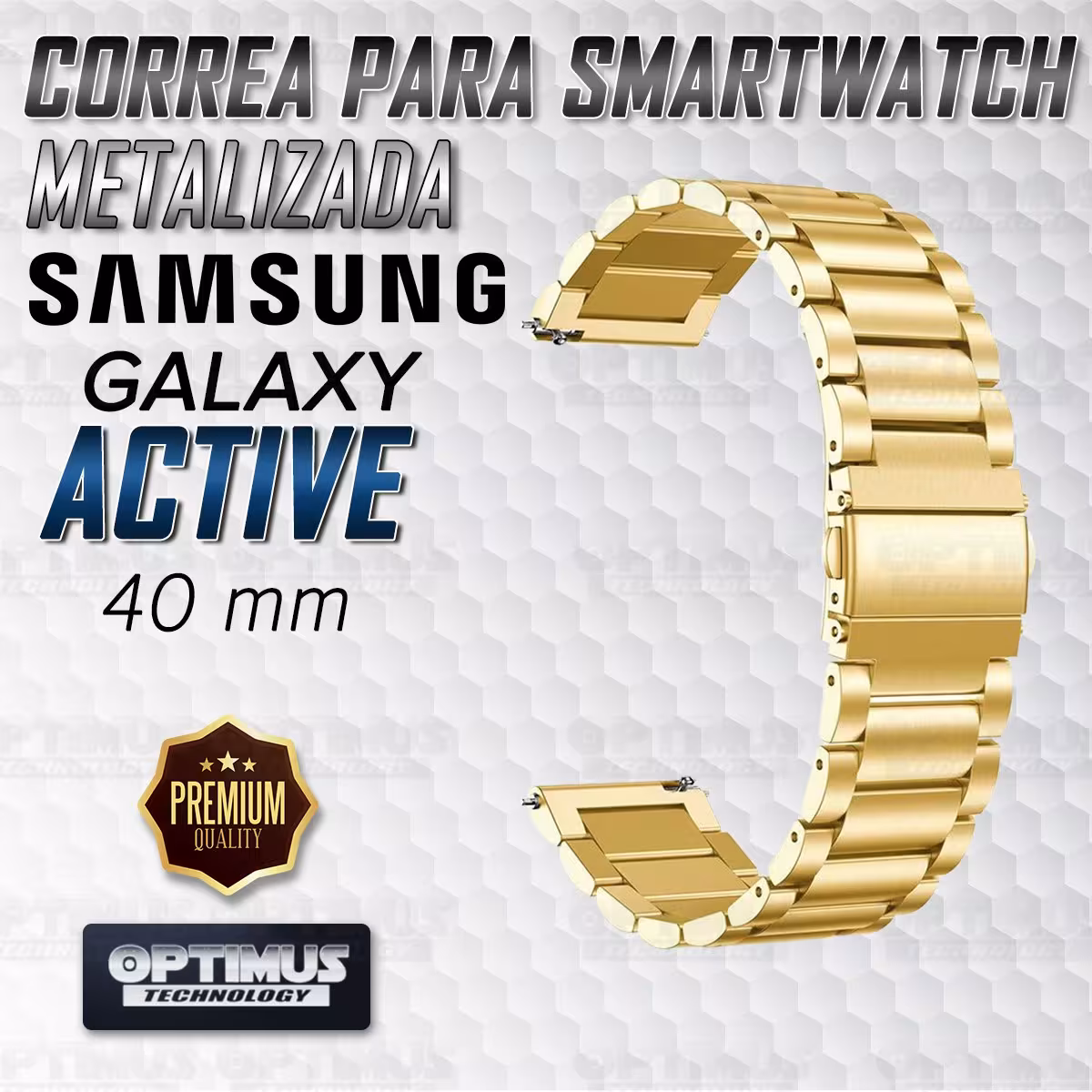 Vidrio templado cerámico Y Correa De Metal Acero Inoxidable Smartwatch Reloj Inteligente Samsung Galaxy Active 40mm OPTIMUS TECH