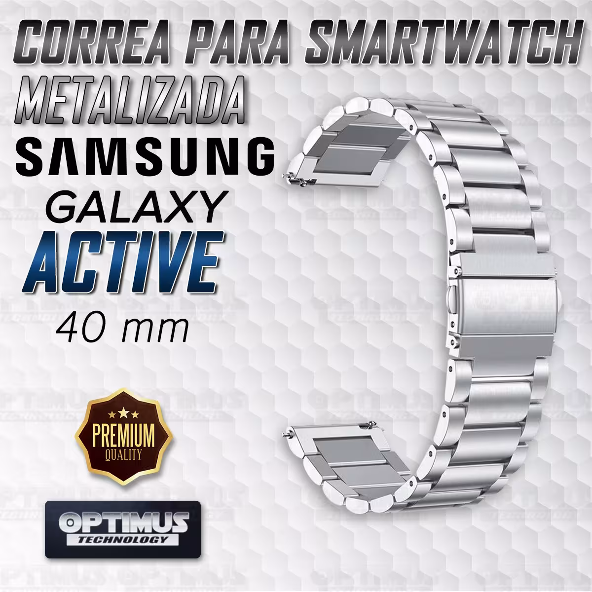 Vidrio templado cerámico Y Correa De Metal Acero Inoxidable Smartwatch Reloj Inteligente Samsung Galaxy Active 40mm OPTIMUS TECH