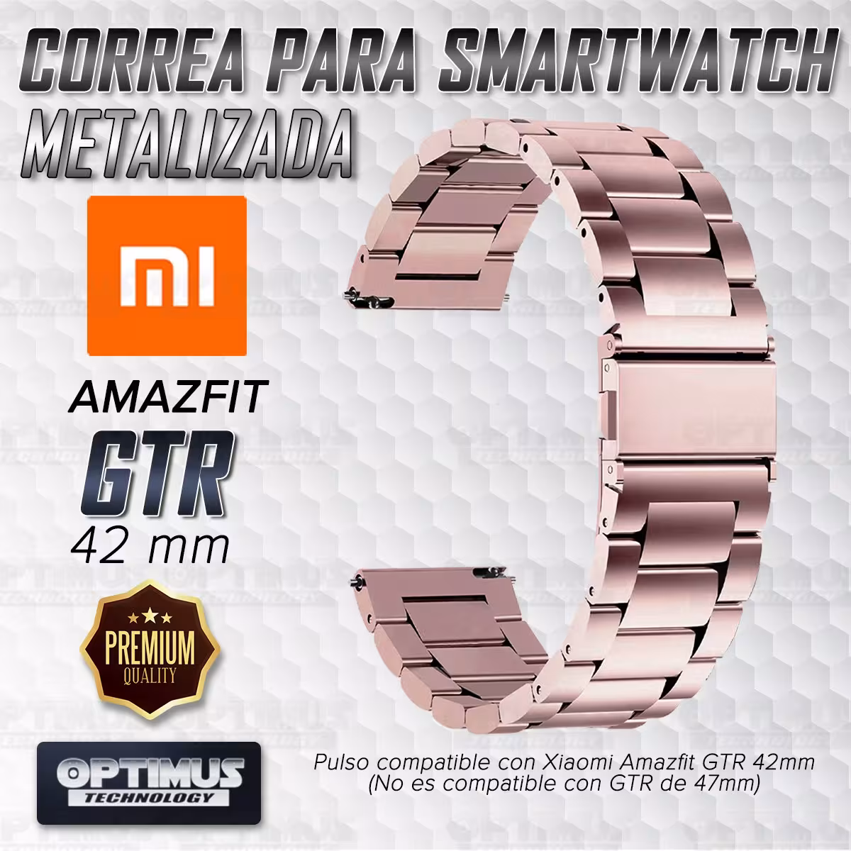 Correa Banda de Metal Magnética Acero Inoxidable 20mm reloj Xiaomi Amazfit GTR 42MM | OPTIMUS TECHNOLOGY™ | CRR-MTL-GTR-42 |
