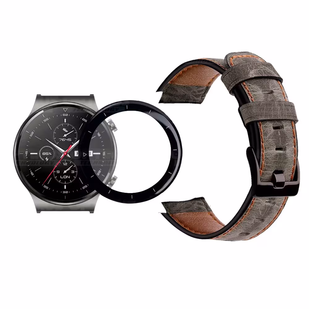 Vidrio Templado Cerámico Y Correa de cuero Smartwatch Reloj Inteligente Huawei GT2 PRO