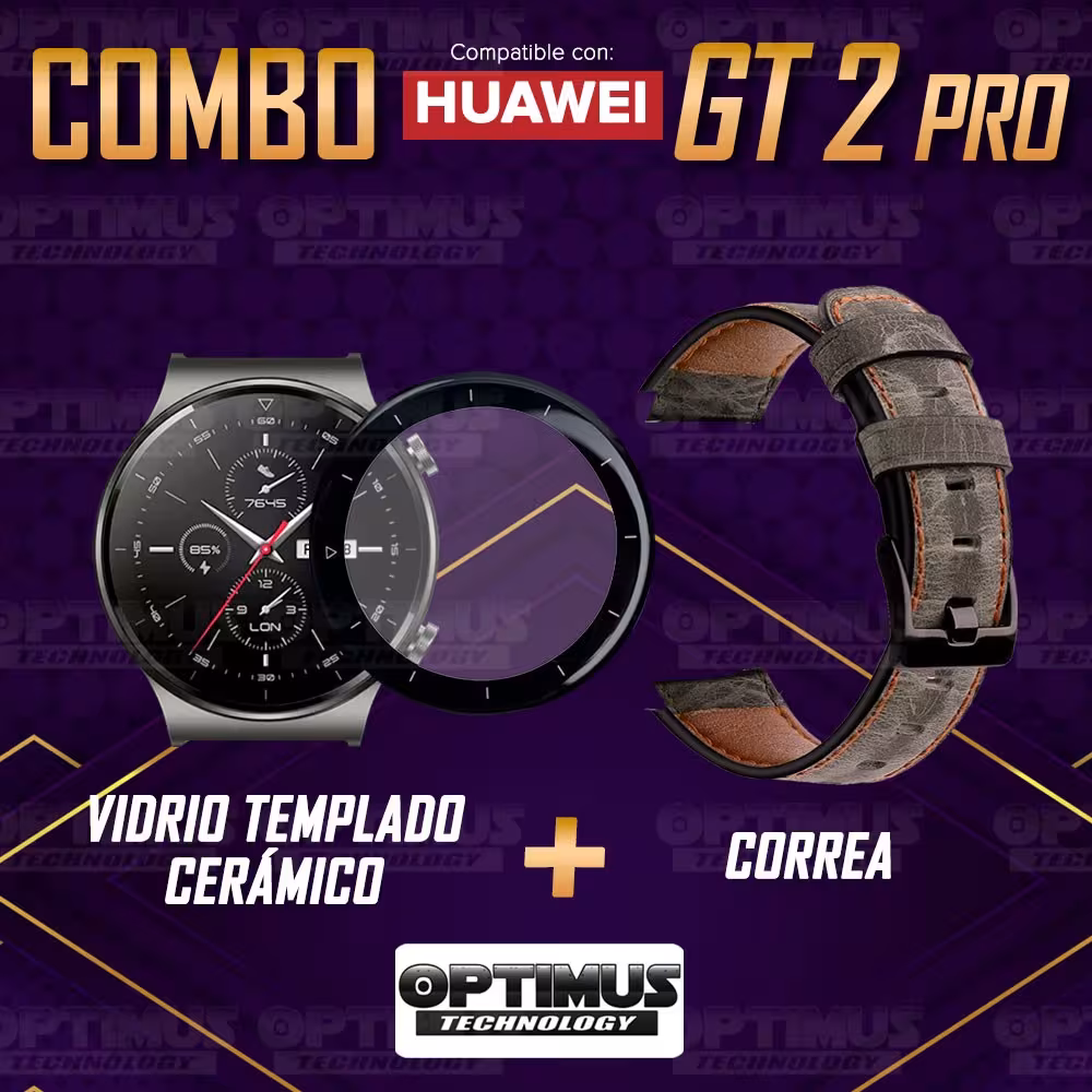 Vidrio Templado Cerámico Y Correa de cuero Smartwatch Reloj Inteligente Huawei GT2 PRO