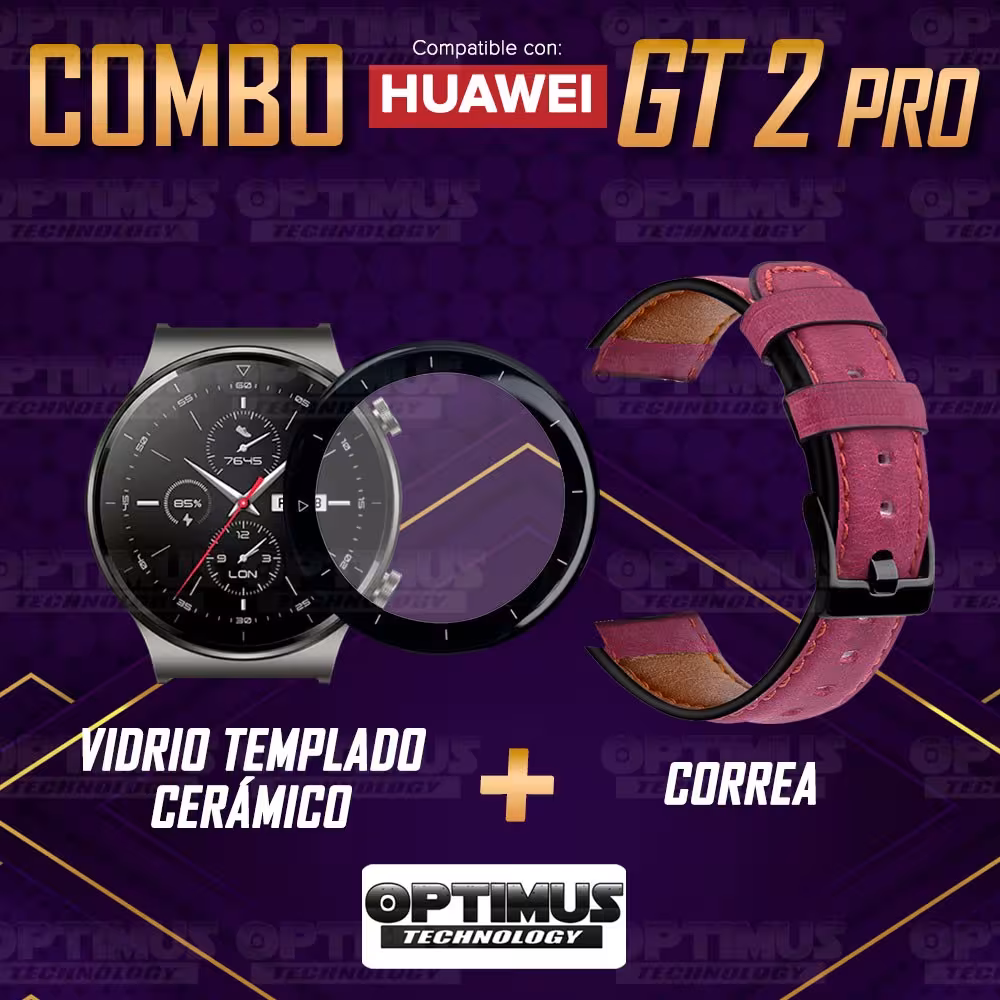Vidrio Templado Cerámico Y Correa de cuero Smartwatch Reloj Inteligente Huawei GT2 PRO