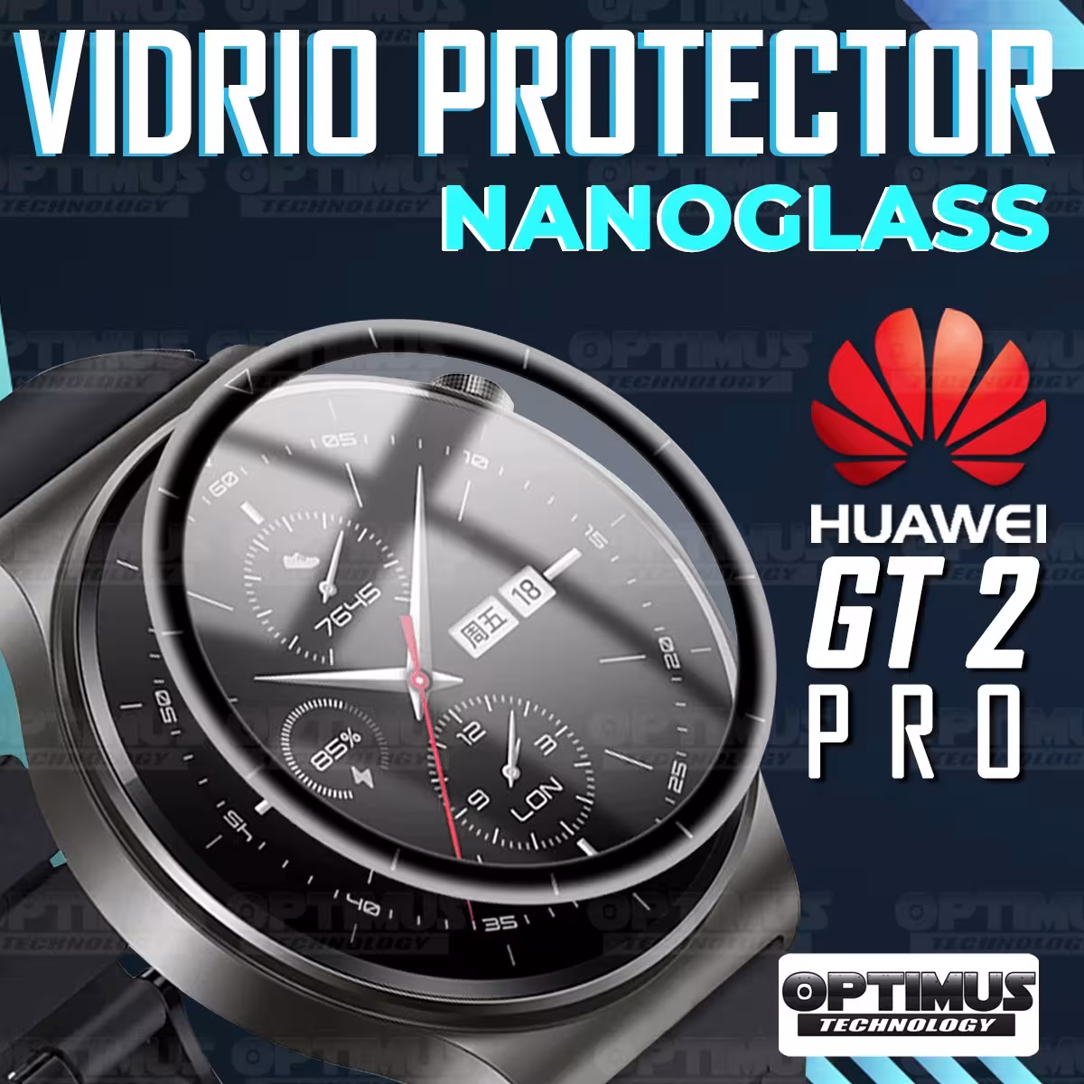 Vidrio Templado Cerámico Nanoglass Para Reloj Smartwatch Huawei GT2 PRO | OPTIMUS TECHNOLOGY™ | VTP-CR-HW-GT2-PRO |