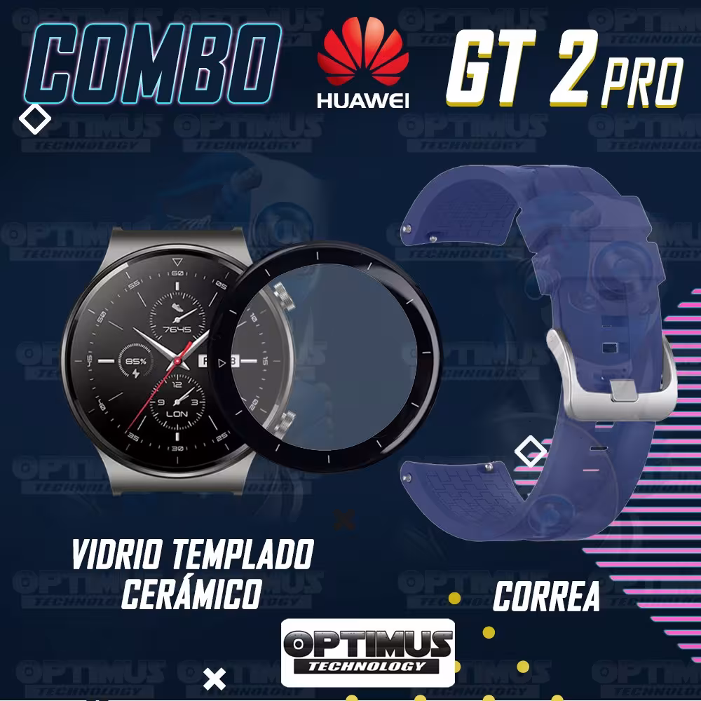Vidrio Templado Cerámico Y Correa Smartwatch Reloj Inteligente Huawei GT2 PRO | OPTIMUS TECHNOLOGY™ | CRR-VTP-HW-GT2PRO |