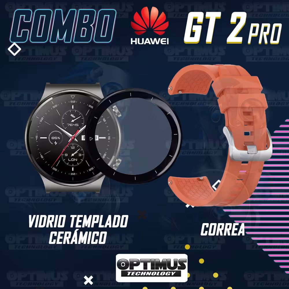 Vidrio Templado Cerámico Y Correa Smartwatch Reloj Inteligente Huawei GT2 PRO | OPTIMUS TECHNOLOGY™ | CRR-VTP-HW-GT2PRO |