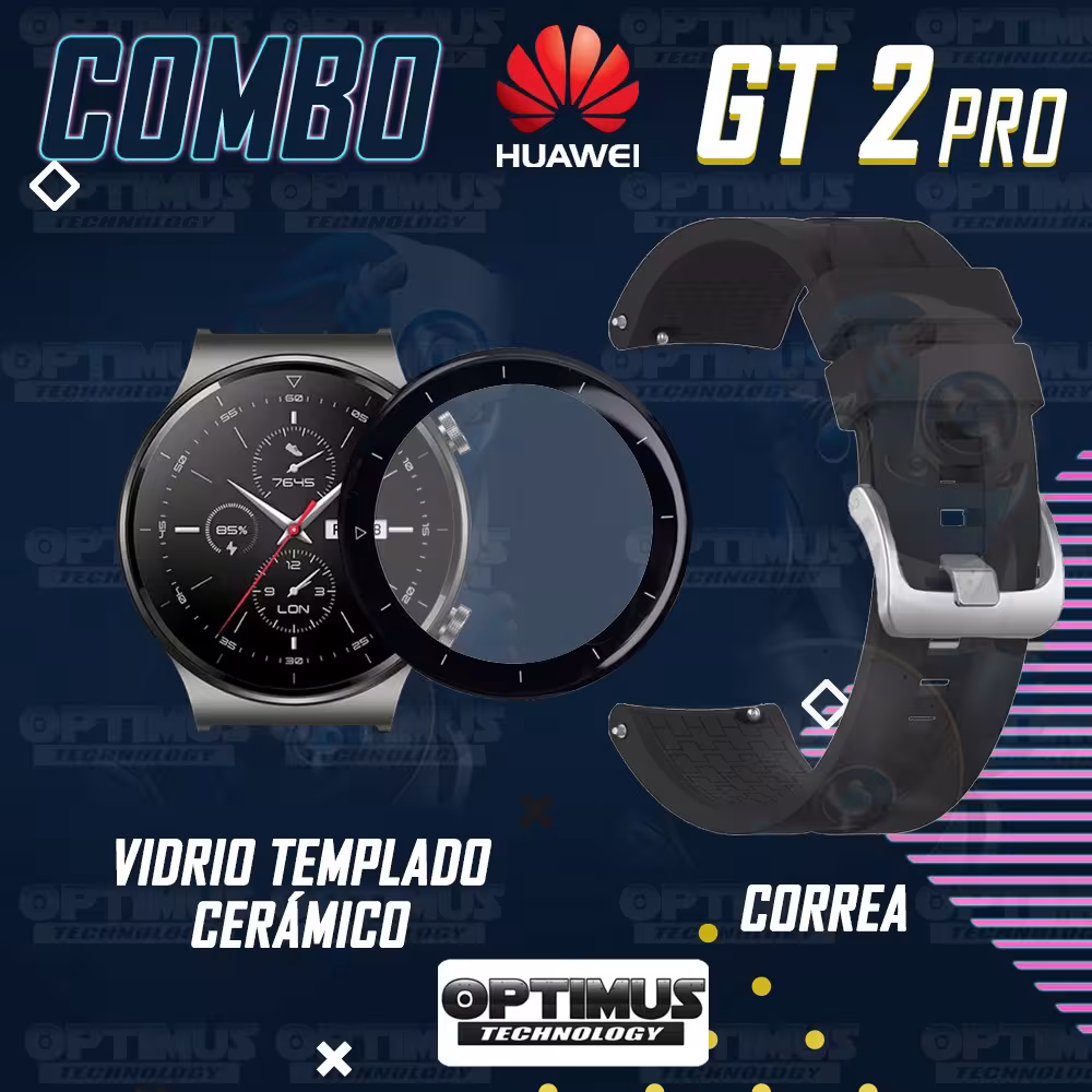 Vidrio Templado Cerámico Y Correa Smartwatch Reloj Inteligente Huawei GT2 PRO | OPTIMUS TECHNOLOGY™ | CRR-VTP-HW-GT2PRO |