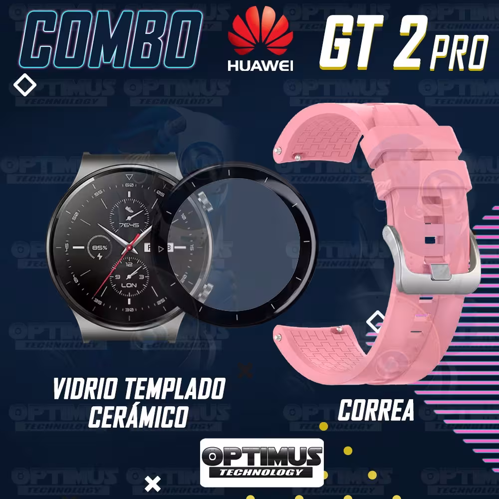 Vidrio Templado Cerámico Y Correa Smartwatch Reloj Inteligente Huawei GT2 PRO | OPTIMUS TECHNOLOGY™ | CRR-VTP-HW-GT2PRO |