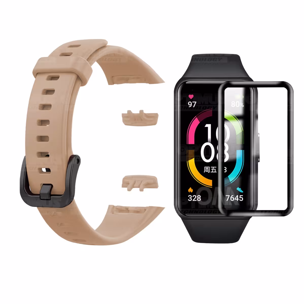 Vidrio Templado Cerámico Y Correa Smartwatch Reloj Inteligente Huawei Honor Band 6 | OPTIMUS TECHNOLOGY™ | CRR-VTP-HNR-6 |