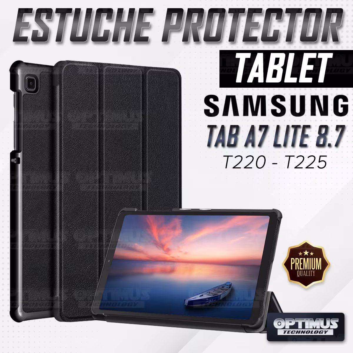 Estuche Case Forro Protector Con Tapa Tablet Samsung Galaxy Tab A7 Lite 8.7 2021 T220 - T225 OPTIMUS TECHNOLOGY™ - 3