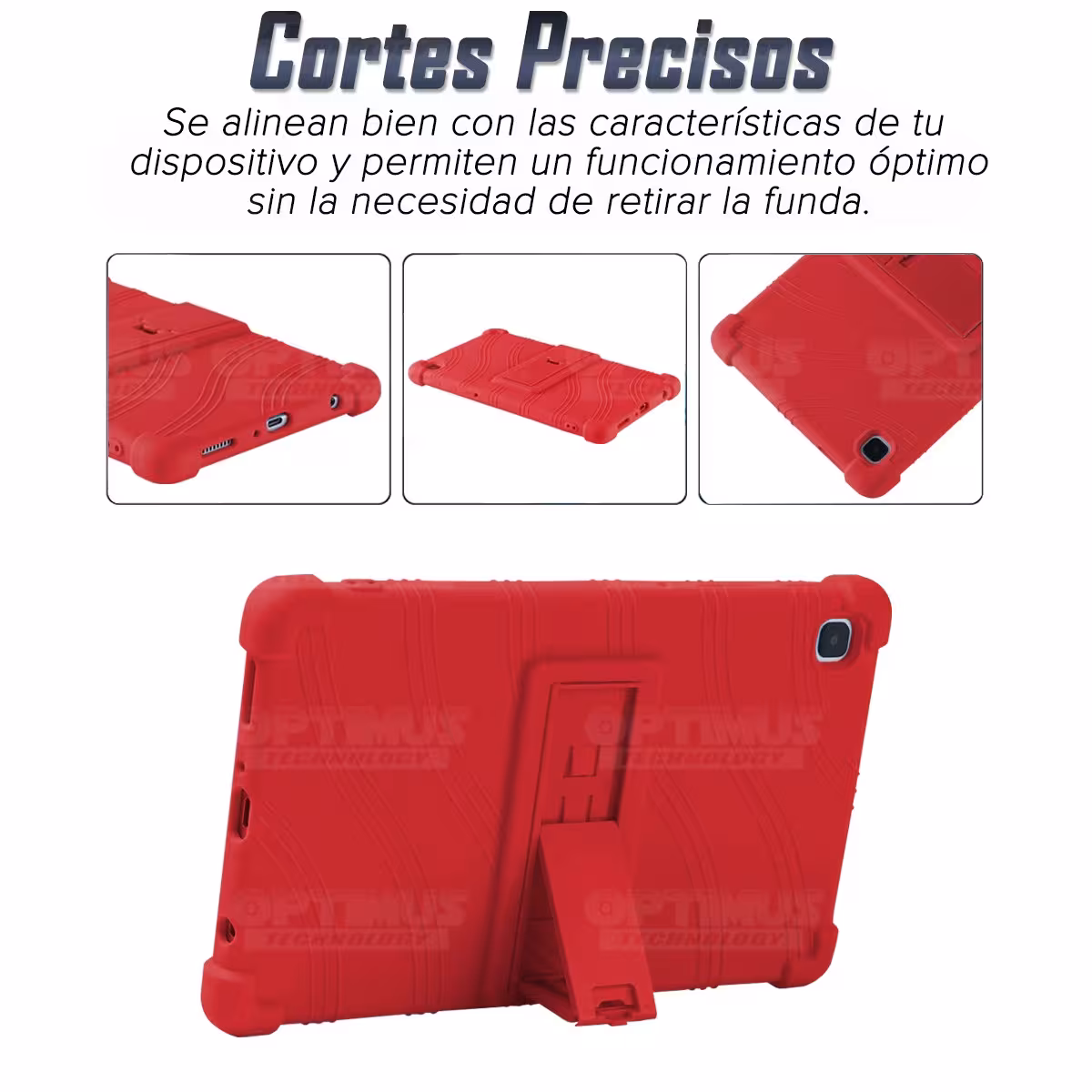 Kit Vidrio templado y Estuche Protector de goma antigolpes con soporte Tablet Samsung Galaxy Tab A7 Lite 8.7 2021 T220 - T225 OP