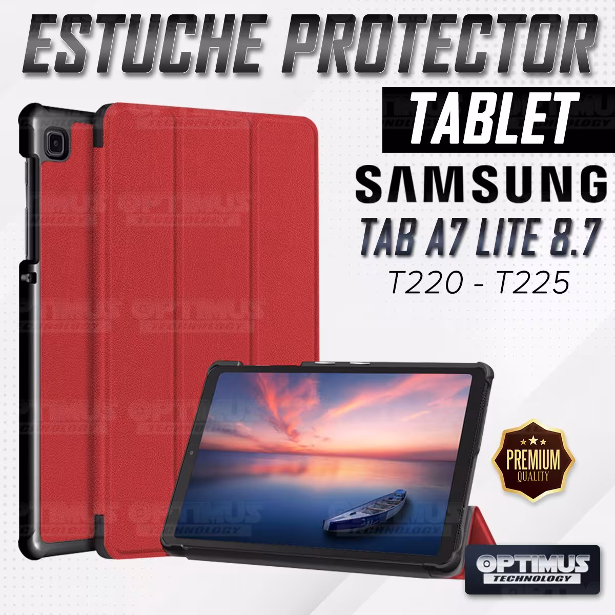 Kit Vidrio Cristal Templado Y Estuche Case Protector para Tablet Samsung Galaxy Tab A7 Lite 8.7 2021 T220 - T225 OPTIMUS TECHNOL