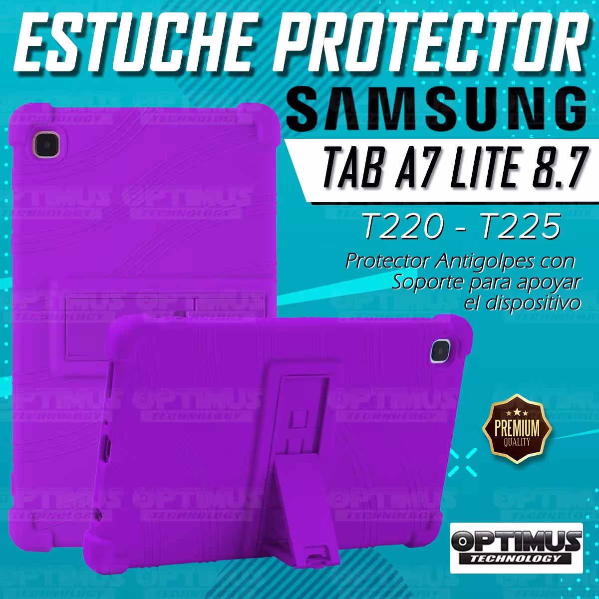 Estuche Case protector de goma Tablet Samsung Galaxy Tab A7 Lite 8.7 2021 T220 - T225 Anti golpes con soporte OPTIMUS TECHNOLOGY