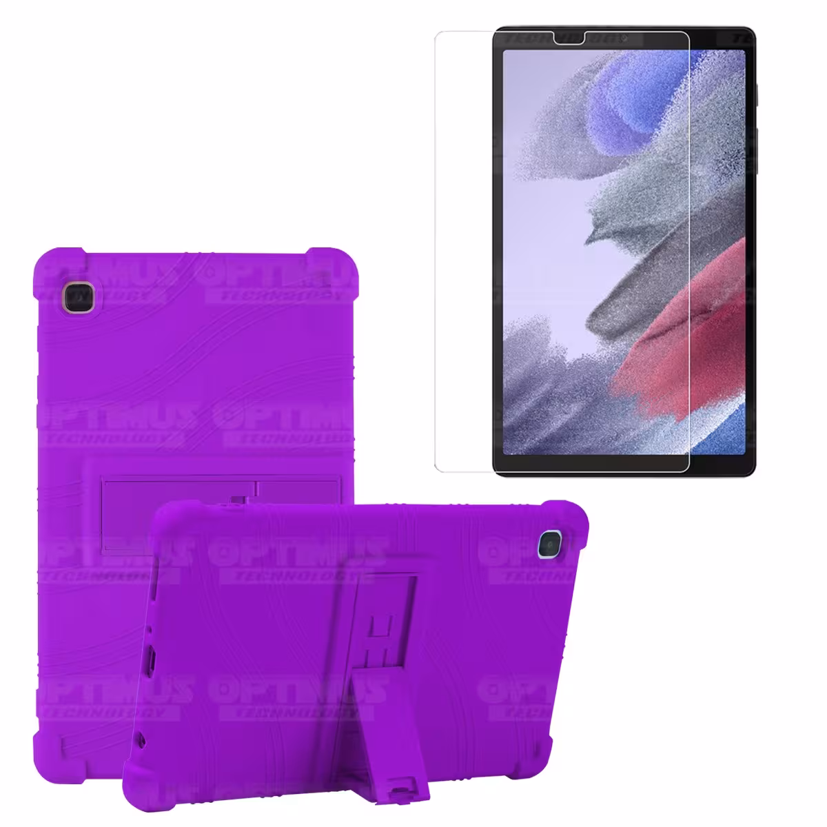Kit Vidrio templado y Estuche Protector de goma antigolpes con soporte Tablet Samsung Galaxy Tab A7 Lite 8.7 2021 T220 - T225 OP