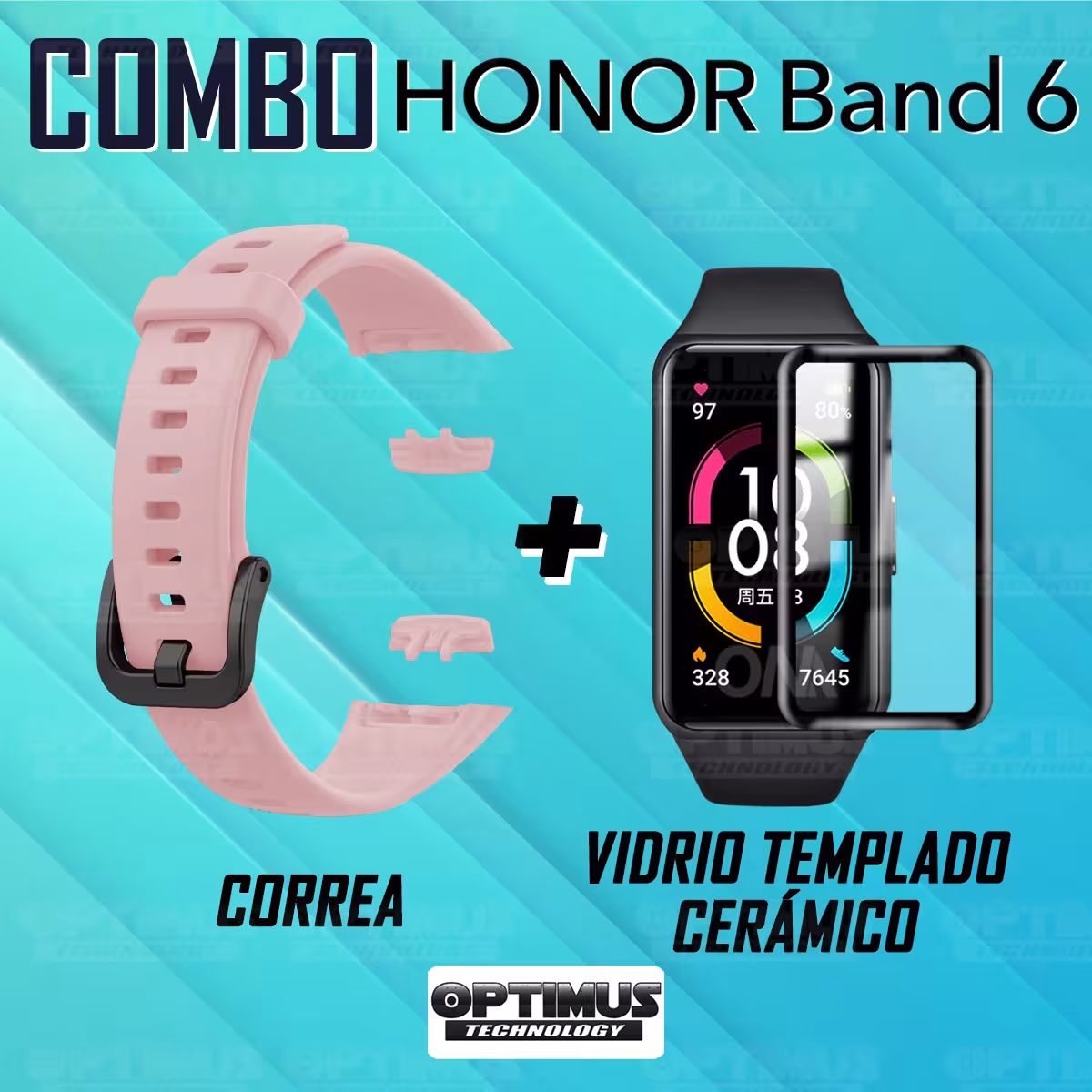 Vidrio Templado Cerámico Y Correa Smartwatch Reloj Inteligente Huawei Honor Band 6 | OPTIMUS TECHNOLOGY™ | CRR-VTP-HNR-6 |