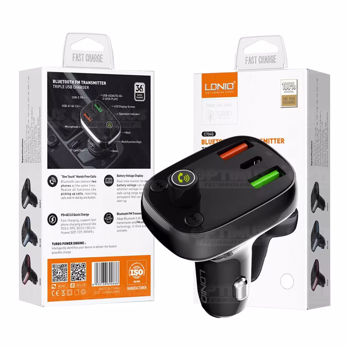 Cargador transmisor radio FM bluetooth 5.0 para carro automóvil Vehículos Camiones de tres puertos 2USB + 1Tipo C LIDNIO Charger