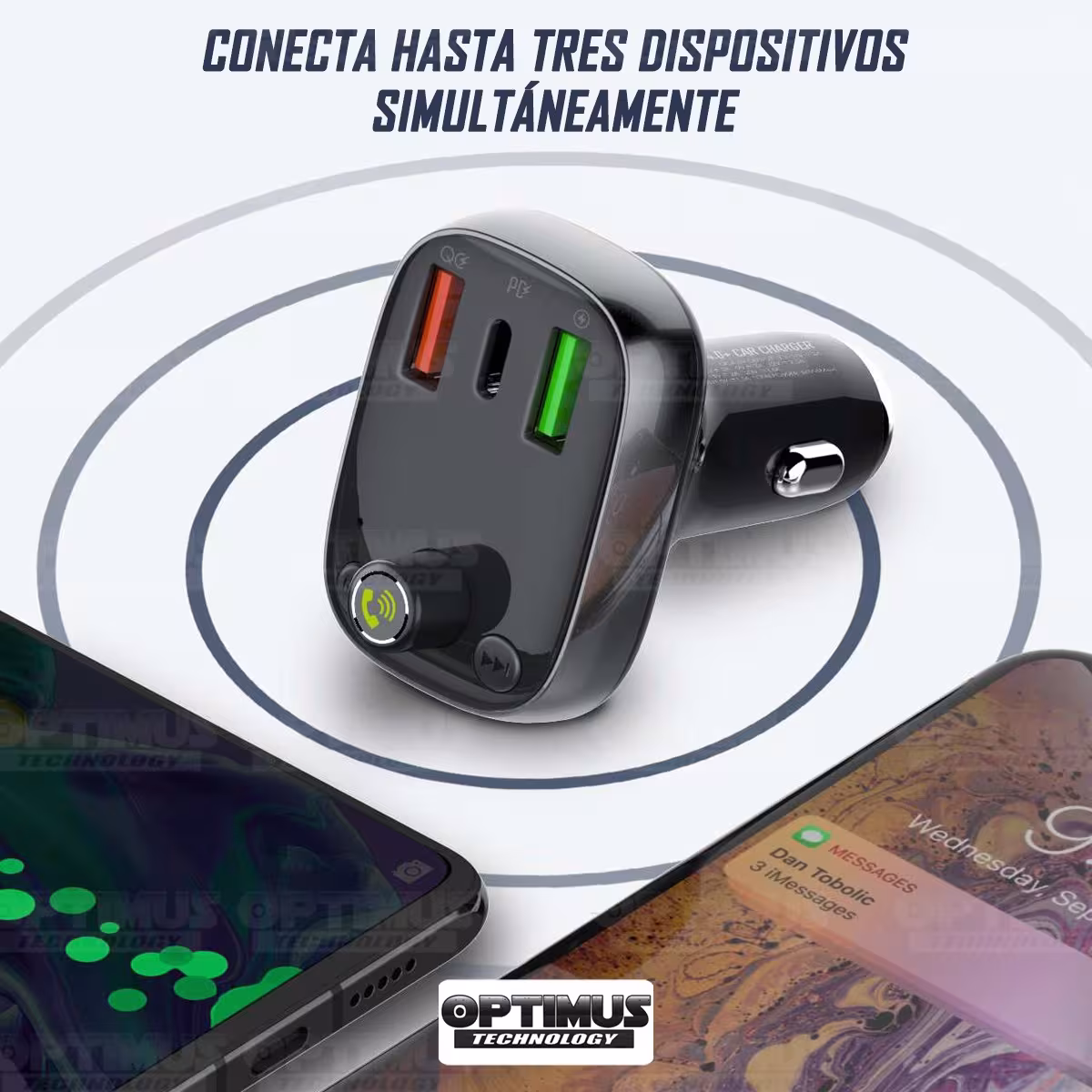 Cargador transmisor radio FM bluetooth 5.0 para carro automóvil Vehículos Camiones de tres puertos 2USB + 1Tipo C LIDNIO Charger