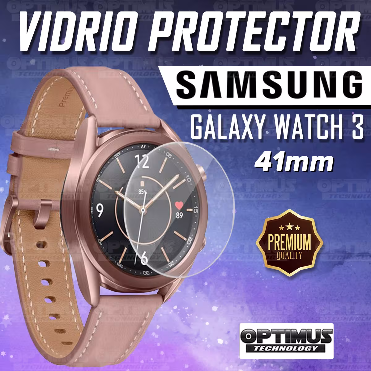 Vidrio Cristal Templado Protector Reloj Inteligente Samsung Galaxy Watch 3 41mm | OPTIMUS TECHNOLOGY™ | VTP-SS-GXY-41 |