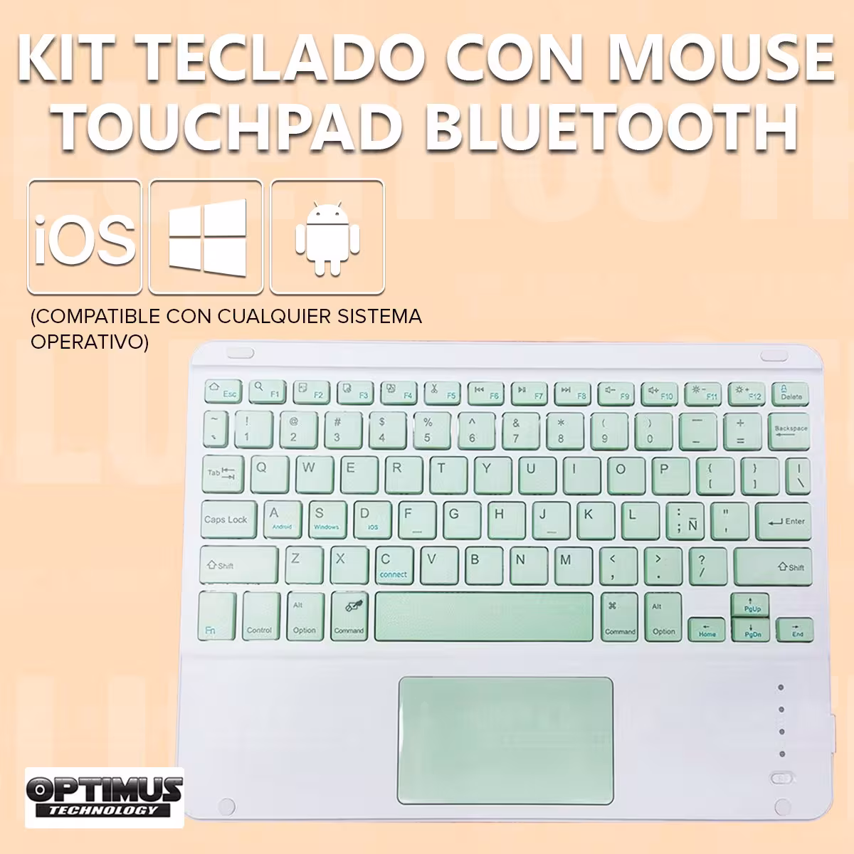 Kit teclado con Mouse Touchpad Bluetooth para PC - Tablet - Celular Android iOS Windows Ultra delgado OPTIMUS TECHNOLOGY™ - 6