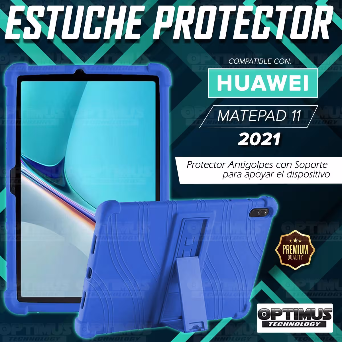 Kit Vidrio templado + Estuche Protector Goma + Teclado y Mouse Bluetooth para Tablet Huawei MatePad 11 2021 DBY-W09 - DBY-L09
