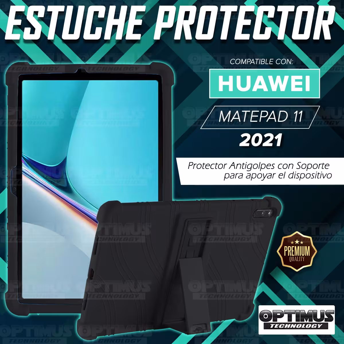 Kit Vidrio templado + Estuche Protector Goma + Teclado y Mouse Bluetooth para Tablet Huawei MatePad 11 2021 DBY-W09 - DBY-L09