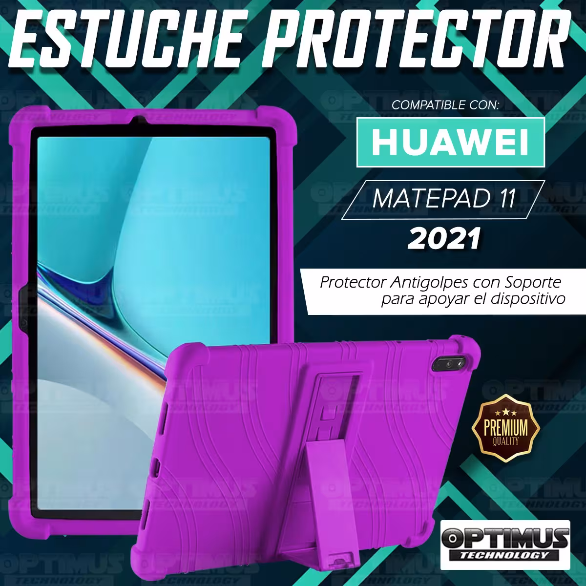 Kit Vidrio templado + Estuche Protector Goma + Teclado y Mouse Bluetooth para Tablet Huawei MatePad 11 2021 DBY-W09 - DBY-L09
