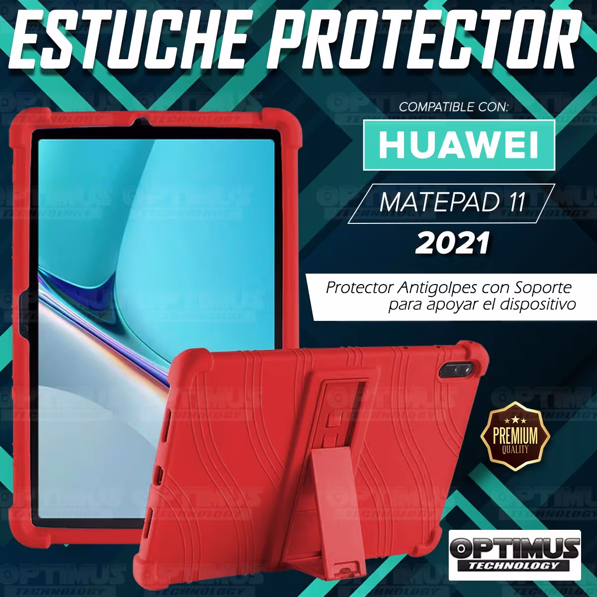 Kit Vidrio templado + Estuche Protector Goma + Teclado con Mouse Touchpad Bluetooth Tablet Huawei MatePad 11 2021 DBY-W09