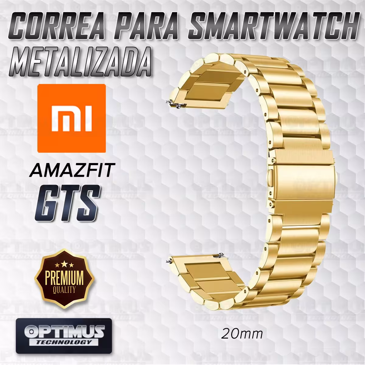 Correa Banda de Metal Magnética Acero Inoxidable 20mm reloj Xiaomi Amazfit GTS | OPTIMUS TECHNOLOGY™ | CRR-MTL-AMZ-GTS |