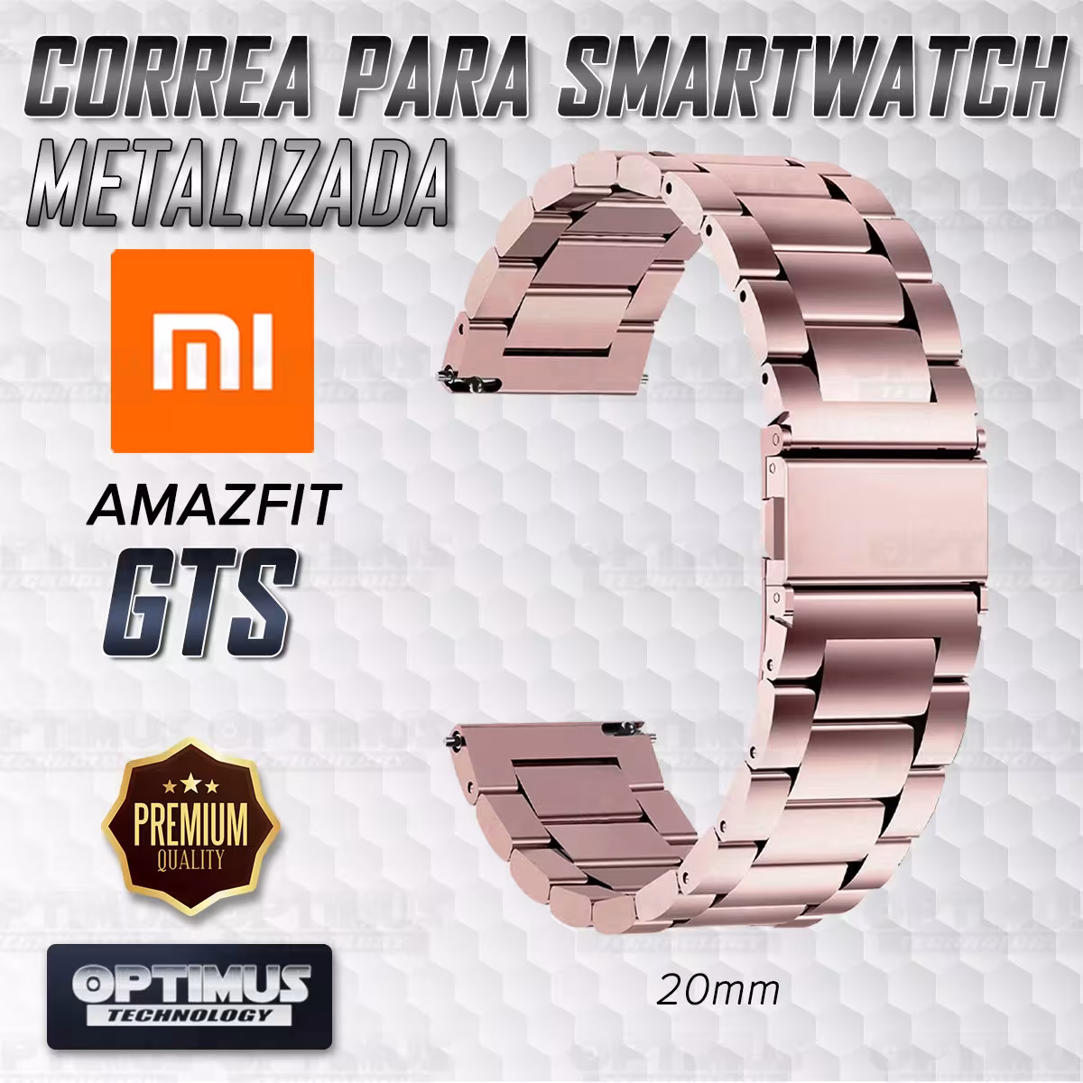 Correa Banda de Metal Magnética Acero Inoxidable 20mm reloj Xiaomi Amazfit GTS | OPTIMUS TECHNOLOGY™ | CRR-MTL-AMZ-GTS |
