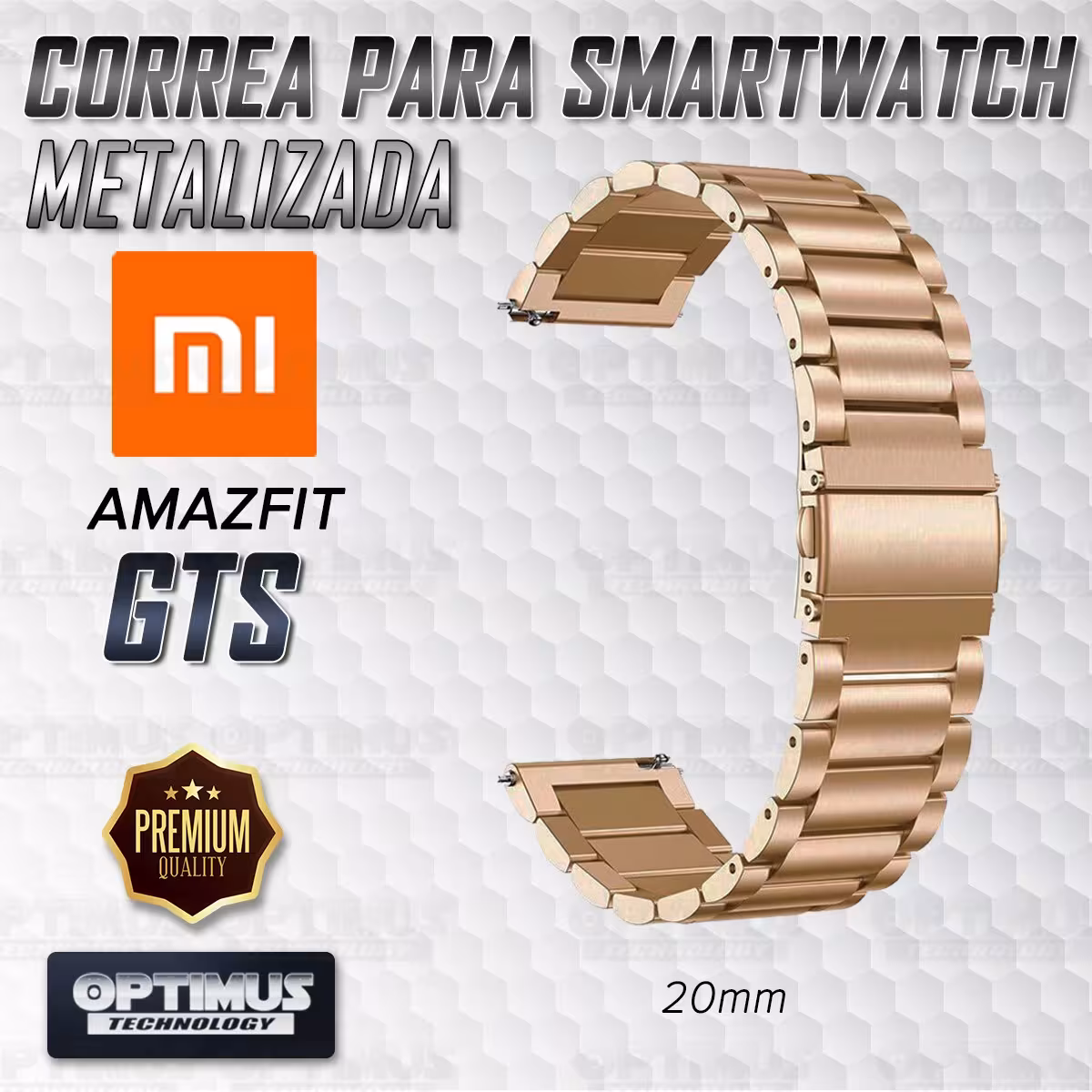 Correa Banda de Metal Magnética Acero Inoxidable 20mm reloj Xiaomi Amazfit GTS | OPTIMUS TECHNOLOGY™ | CRR-MTL-AMZ-GTS |