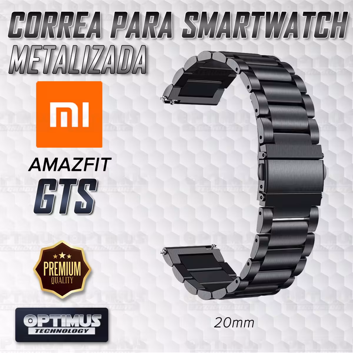 Buff Screen protector Y Correa De Metal Acero Inoxidable Smartwatch Reloj Inteligente Xiaomi Amazfit GTS OPTIMUS TECHNOLOGY™ - 7