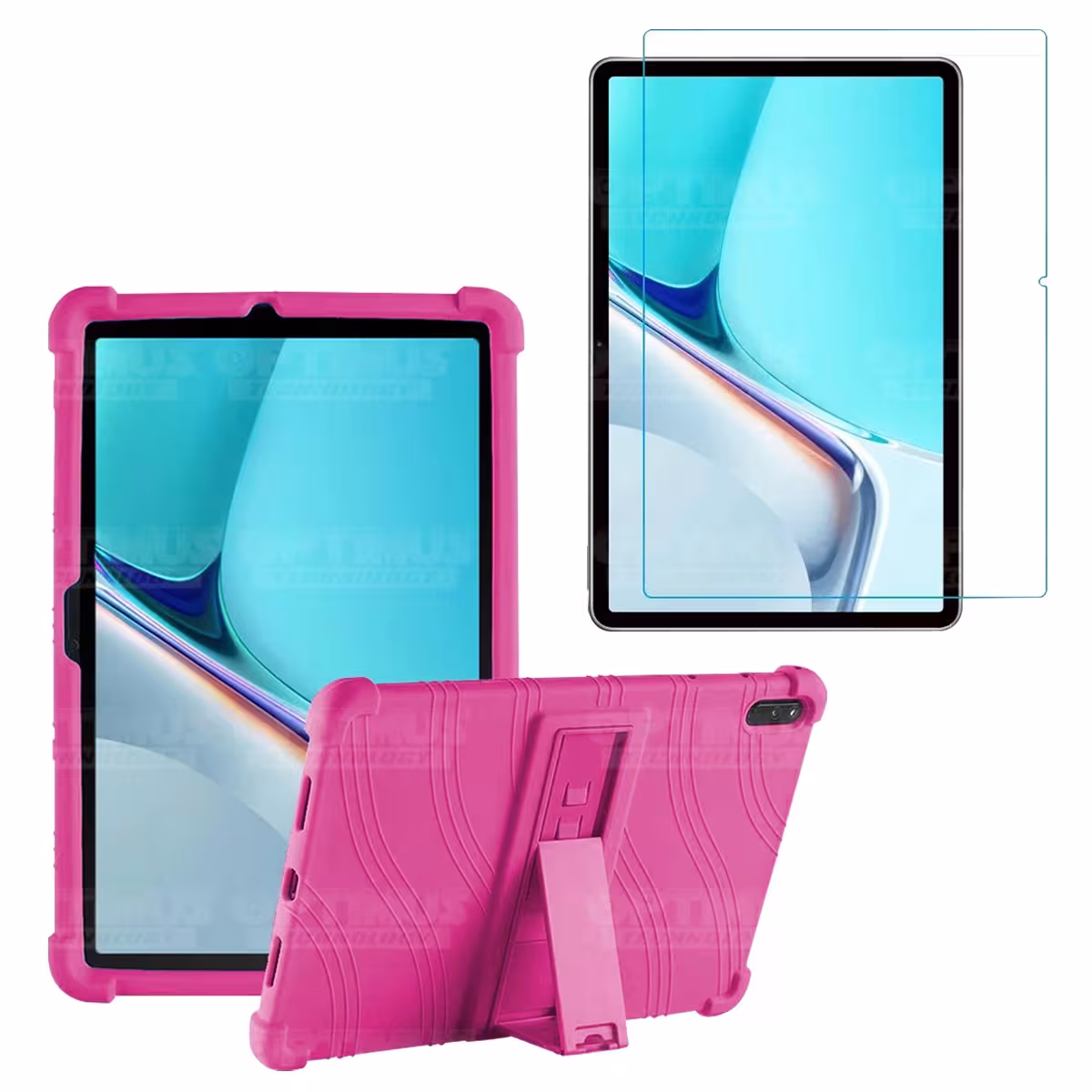 Kit Vidrio templado + Estuche Protector Goma + Teclado y Mouse Bluetooth para Tablet Huawei MatePad 11 2021 DBY-W09 - DBY-L09 OP