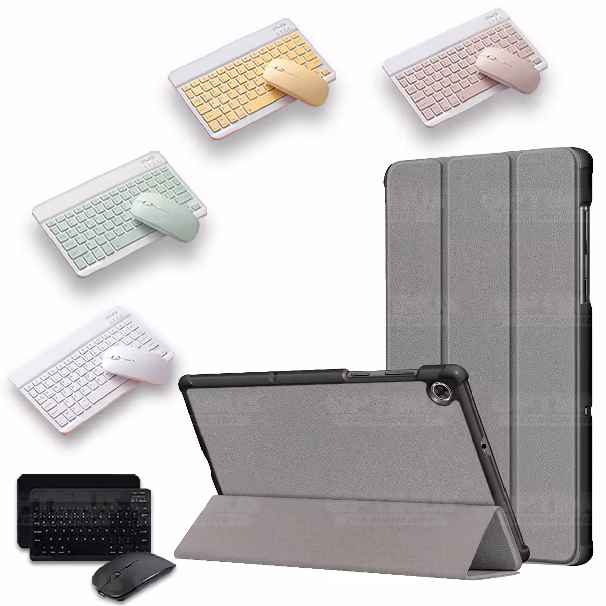 Kit Case Forro Protector + Teclado y Mouse Ratón Bluetooth para Tablet Lenovo M10 Plus Tb-x606f