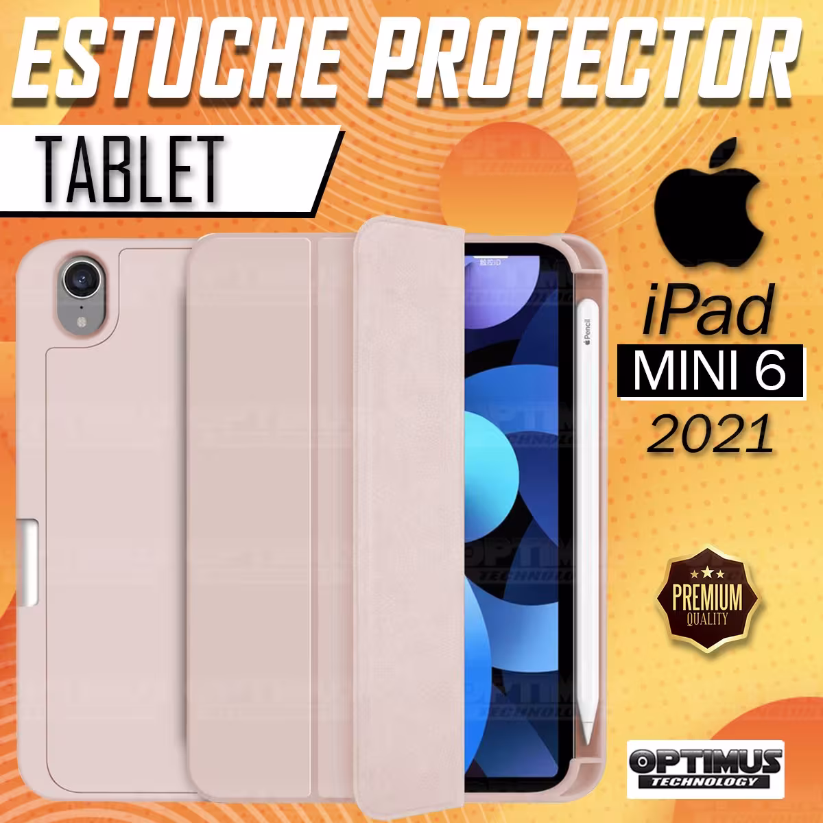 Kit Vidrio templado y Estuche Protector con portalápiz antigolpes Tablet IPad Mini 6 2021 OPTIMUS TECHNOLOGY™ - 13