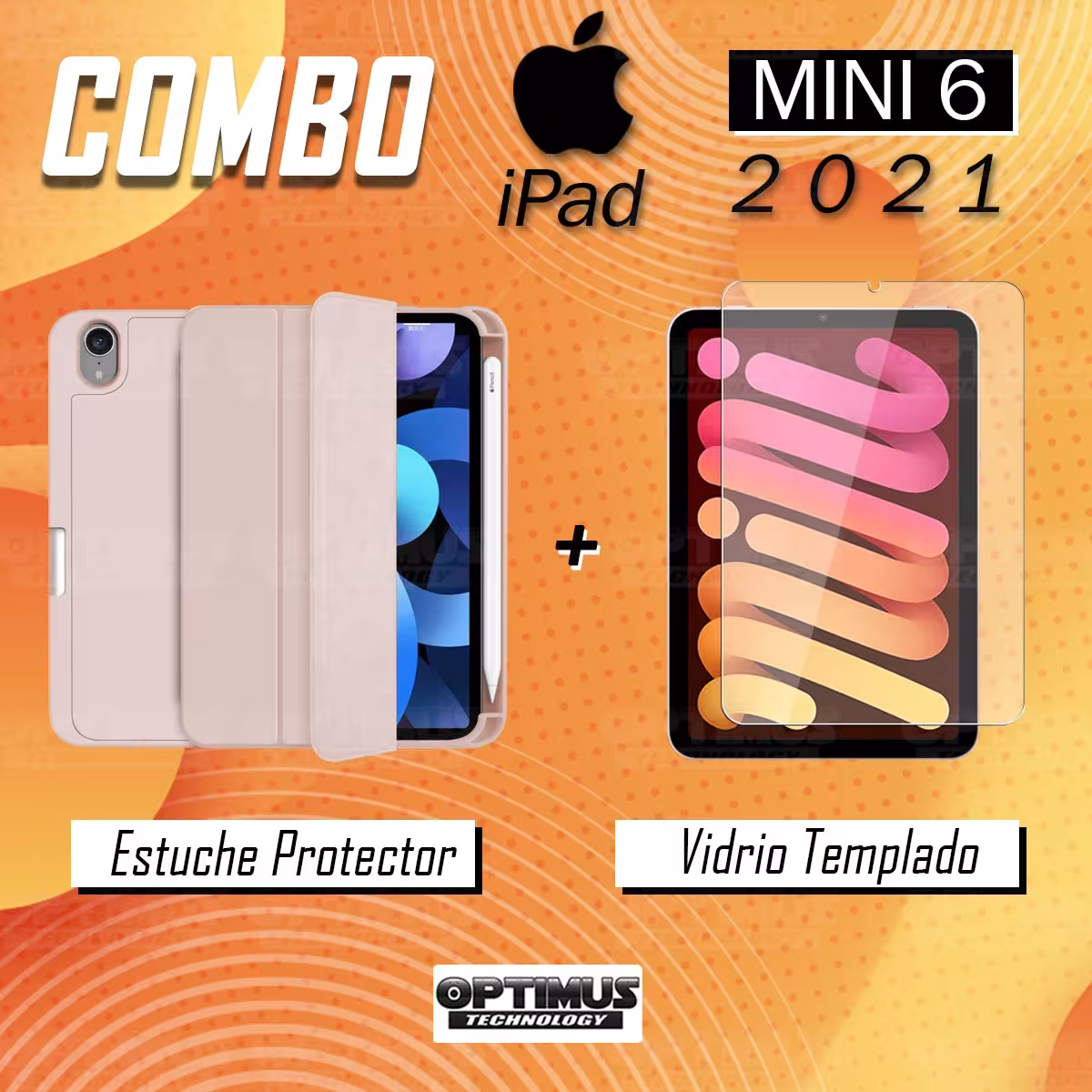 Kit Vidrio templado y Estuche Protector con portalápiz antigolpes Tablet IPad Mini 6 2021 OPTIMUS TECHNOLOGY™ - 12