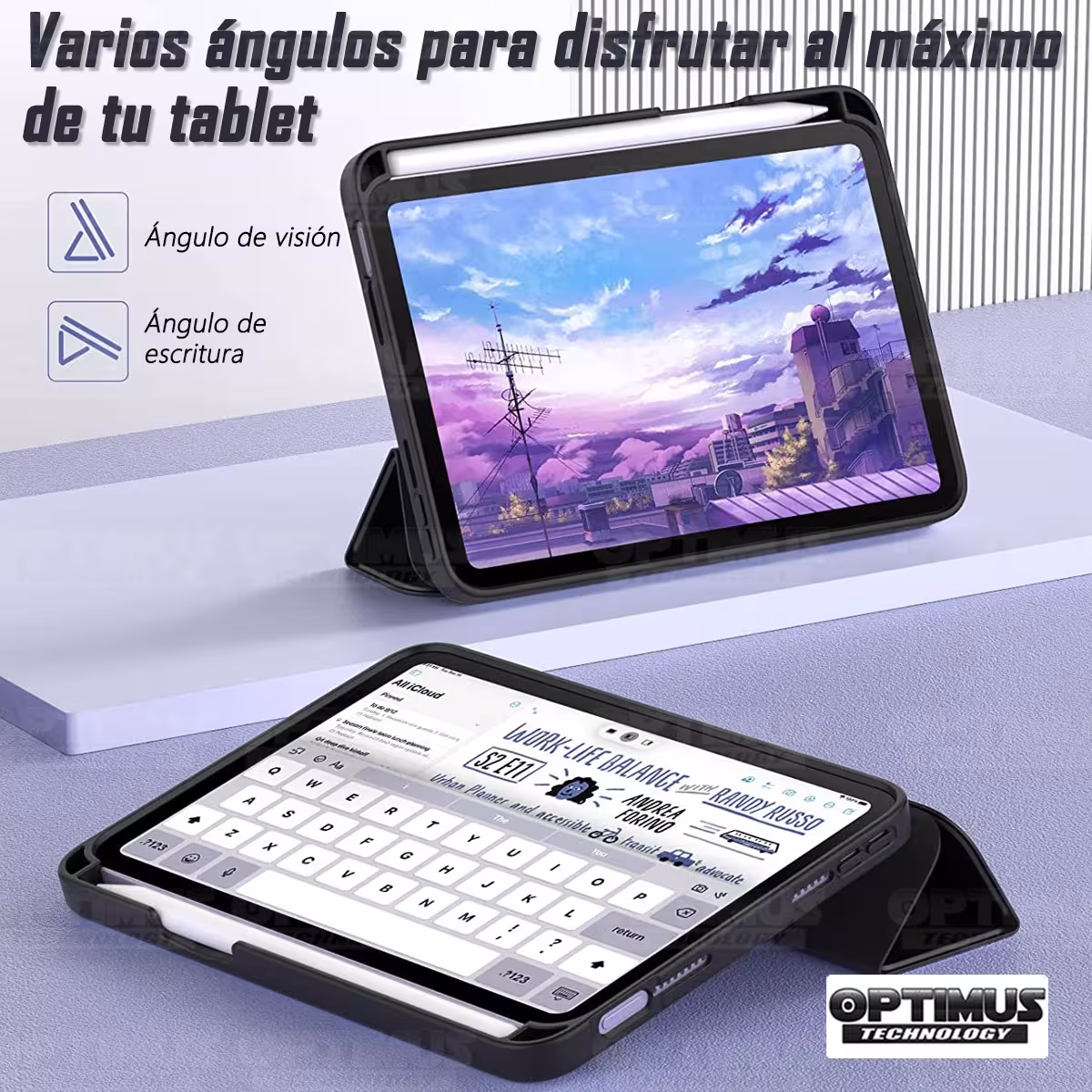 Kit Vidrio templado + Estuche Protector portalápiz + Teclado y Mouse Bluetooth para Tablet IPad Mini 6 2021 OPTIMUS TECHNOLOGY™