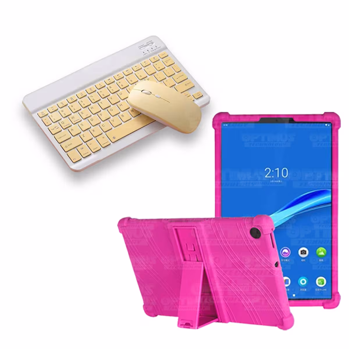 Kit Case Forro Protector Antigolpes + Teclado y Mouse Ratón Bluetooth para Tablet Lenovo M10 Plus Tb-x606f OPTIMUS TECHNOLOGY™ -