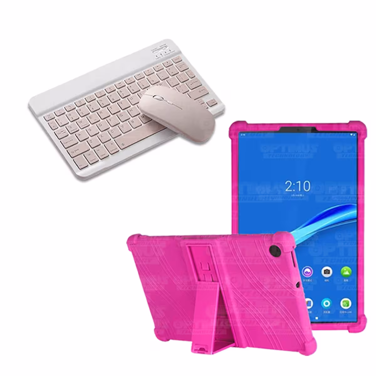 Kit Case Forro Protector Antigolpes + Teclado y Mouse Ratón Bluetooth para Tablet Lenovo M10 Plus Tb-x606f OPTIMUS TECHNOLOGY™ -