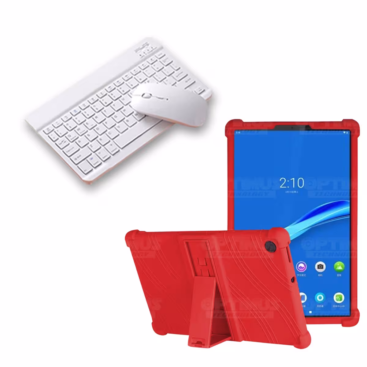 Kit Case Forro Protector Antigolpes + Teclado y Mouse Ratón Bluetooth para Tablet Lenovo M10 Plus Tb-x606f OPTIMUS TECHNOLOGY™ -