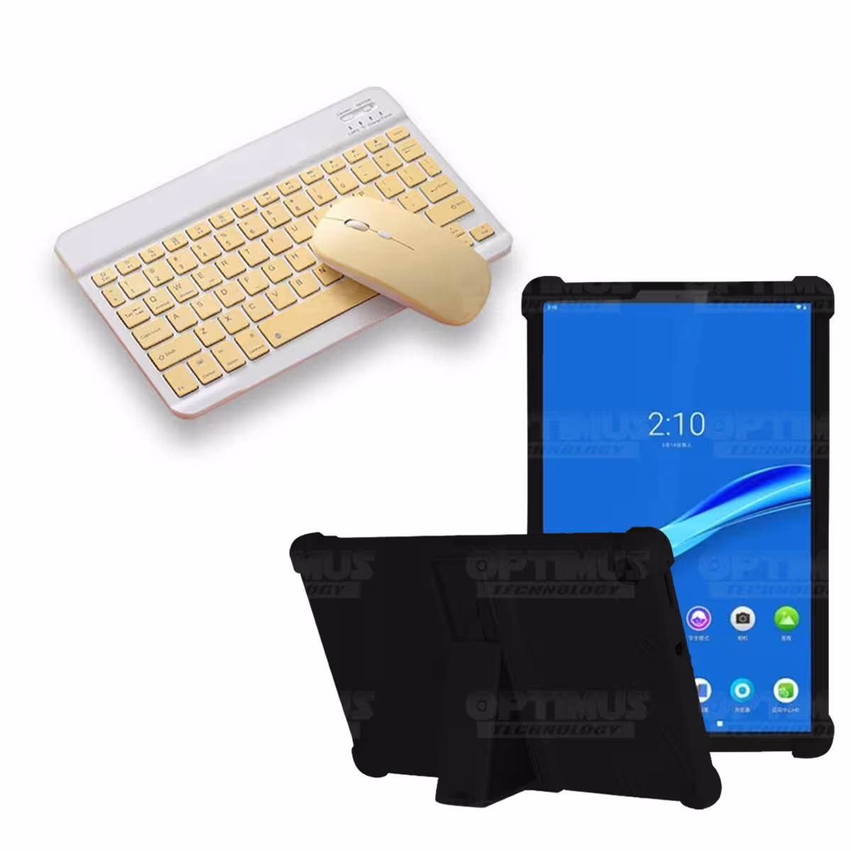 Kit Case Forro Protector Antigolpes + Teclado y Mouse Ratón Bluetooth para Tablet Lenovo M10 Plus Tb-x606f OPTIMUS TECHNOLOGY™ -