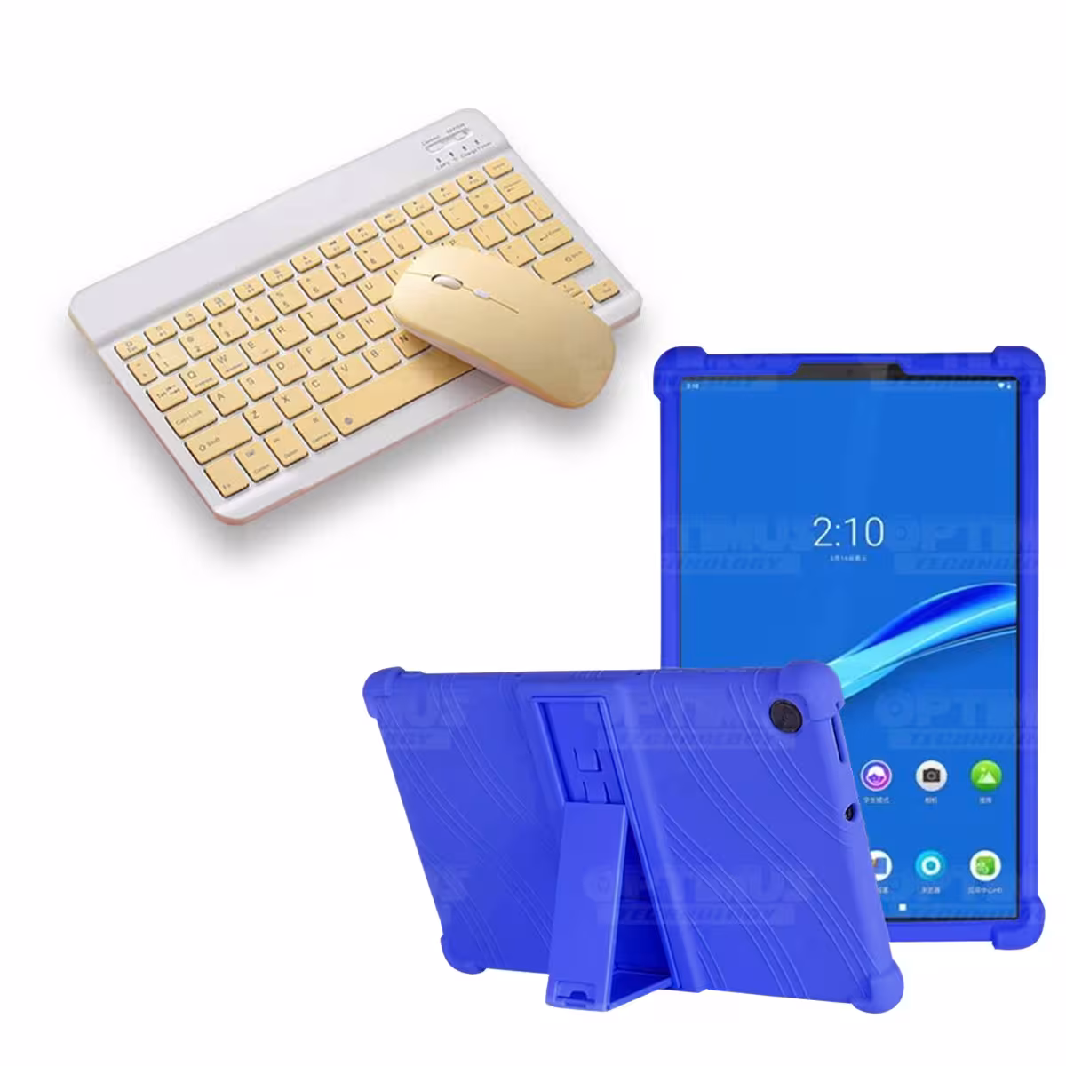 Kit Case Forro Protector Antigolpes + Teclado y Mouse Ratón Bluetooth para Tablet Lenovo M10 Plus Tb-x606f OPTIMUS TECHNOLOGY™ -